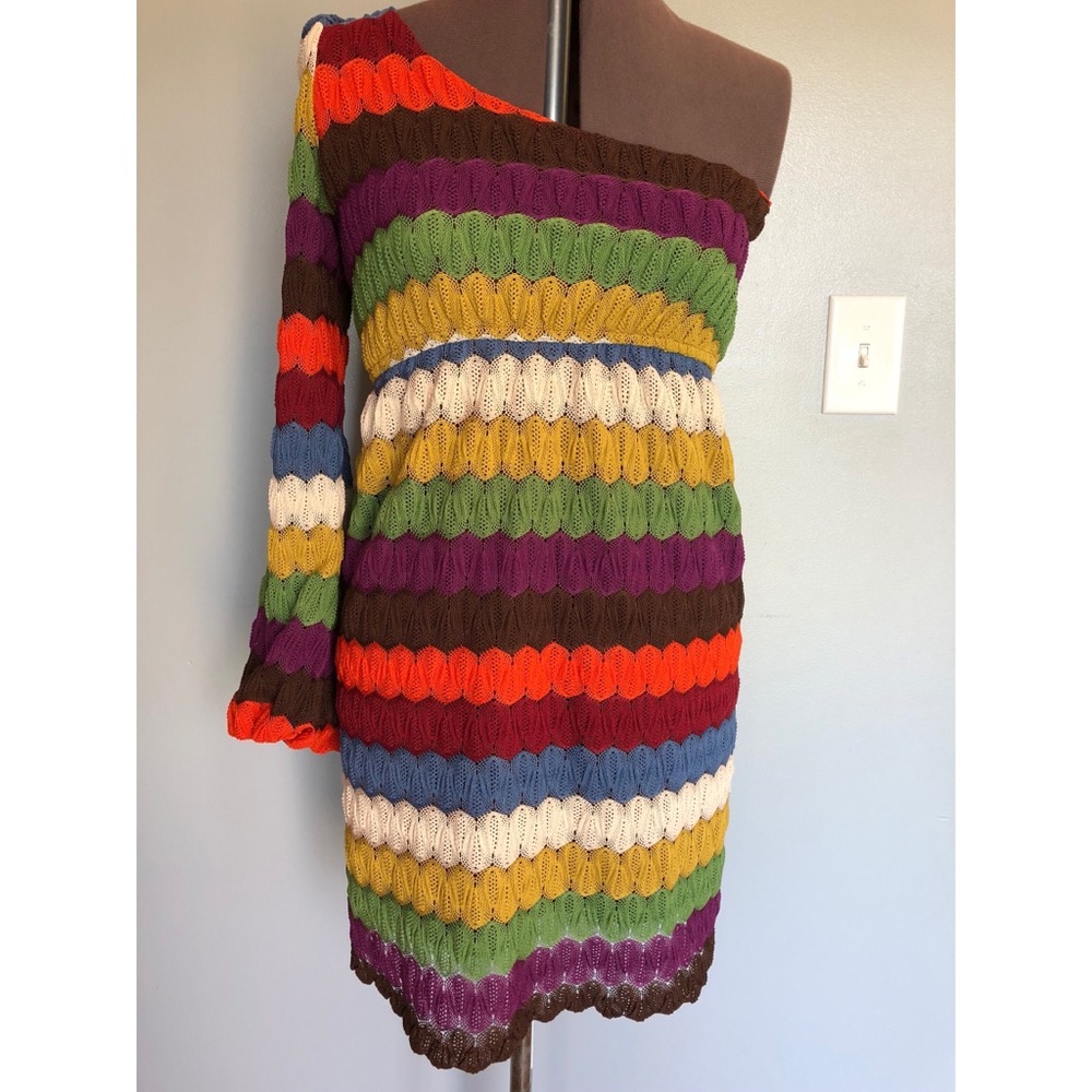 JUDITH MARCH • RETRO ONE SHOULDER CROCHETED DRESS
